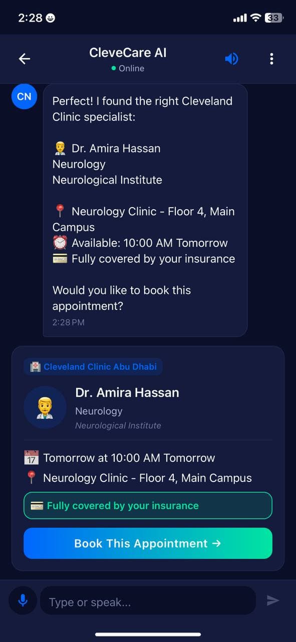 Appointment booking screen